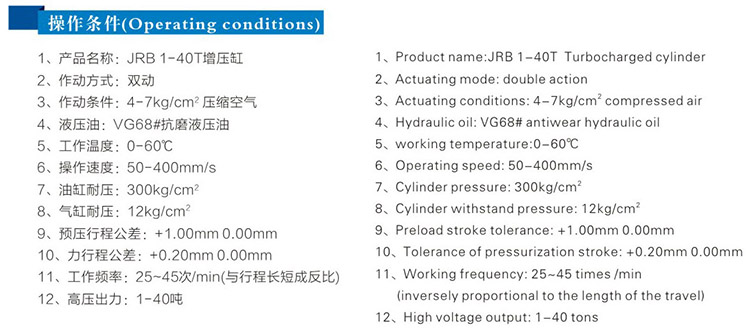 力行程可調氣液增壓缸操作條件